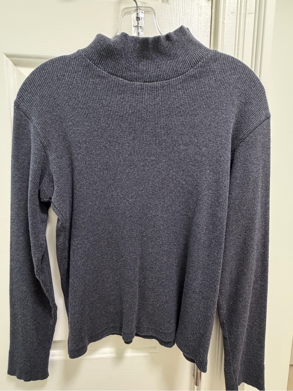 Women's Charcoal Ribbed Mock Neck Sweater